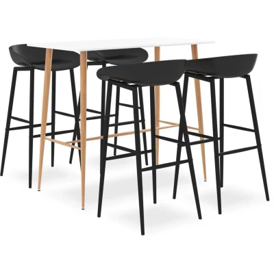 Image of vidaXL 5 Piece Bar Set White and Black