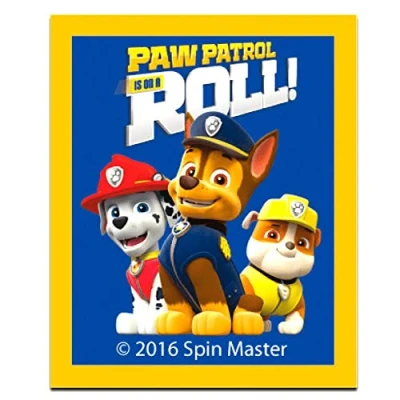 Image of Iron on Patches PAW Patrol &#039;Paw is a roll&#039; Blue 5,2 x 6,3 cm 2016 Spin Master Productions Inc. Application Embroided Patch Badges