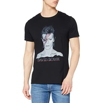 Image of Rockoff Trade Men&#039;s David Bowie Aladdin Sane T Shirt, Black (Black Black), Large