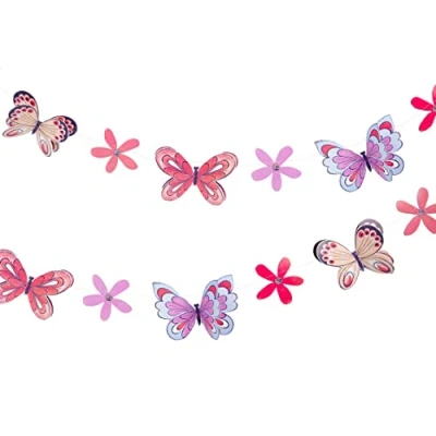 Image of Talking Tables Tilly &amp; Tigg Butterfly Bunting 3.5m, Purple and Pink Garland Decorations for Kids, Girls Birthday Supplies, Childrens Room Decor, Garden Party, Baby Shower, FAIRYTILLYBUNTING