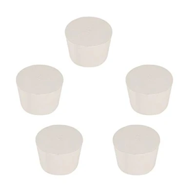 Image of StonyLab Solid Rubber Stoppers, 5 Pack 9# 37mm x 45mm 31mm White Tapered Lab Seal Stoppers