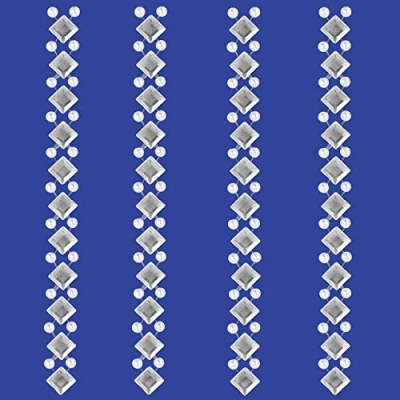 Image of Diamante &amp; Pearl Sticker Strips Assorted Designs Self Adhesive Border Trim Stickers (15cm Diamond/Pearl Strips, 4)