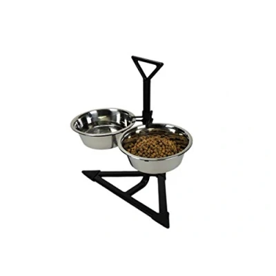Image of Classic Pet Products Double Feeder Corner High Stand with 2 x 1700 ml Stainless Steel Dishes Adjustable Height