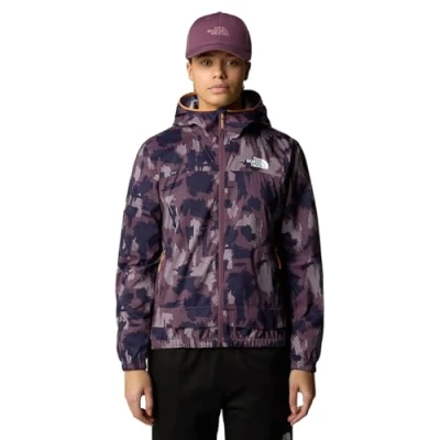 Image of The North Face Mountain Athletics WIND Track TOP Print Hardshell jacket, Women&#039;s, Size: Medium, Midnight mauve