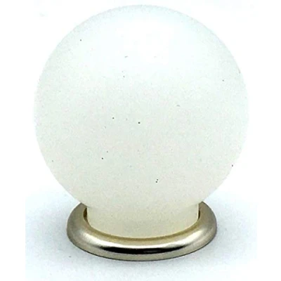 Image of 2 x White semi Translucent 32mm Round Ball knobs with a Chrome Effect backplates.