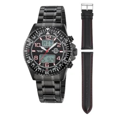 Image of Master Time MTGA 10921 22M Radio Quartz Men&#039;s Watch Analogue Digital with Stainless Steel Strap, black, Modern
