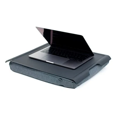 Image of Bosign Laptray with bean bag cushion. Portable Lap desk for Laptop, Breakfast, Dinner. Non slip Tray. Washable, removable cushion cover. Matte Black Grey LARGE (46x38x6,5 cm)