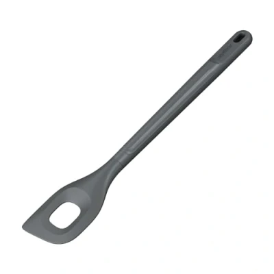 Image of Zyliss Angled Mixing Spoon, Sustainable Wheat Straw/Nylon, Stirring Spoon to Reach Corners of Cooking Pans/Pots, Beluga Grey, 29.5cm x 5.5cm, Dishwasher Safe, 5 Year Guarantee