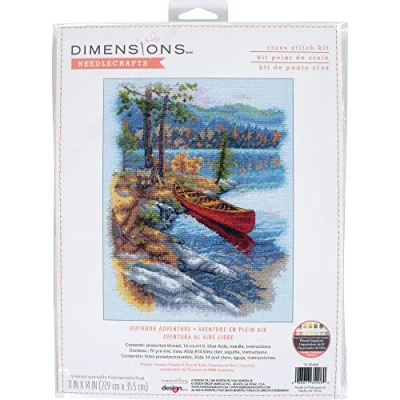 Image of Dimensions 70 35406 Outdoor Adventure Counted Cross Stitch Set, 14 Cnt. Light Blue Aida, 11&quot; x 14&quot;