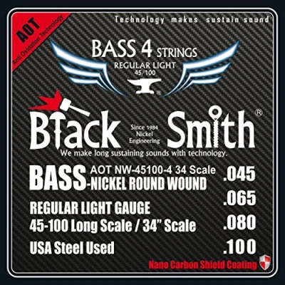 Image of Black Coated 45 100 Smith 34 inch Electric Bass Strings Set of 4