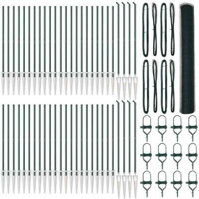 Image of vidaXL Hexagon Fence Green 1,2x100 m Steel