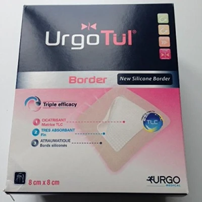 Image of UrgoTul D072890 Absorb Border Dressing, 8cm x 8cm, Pack of 10