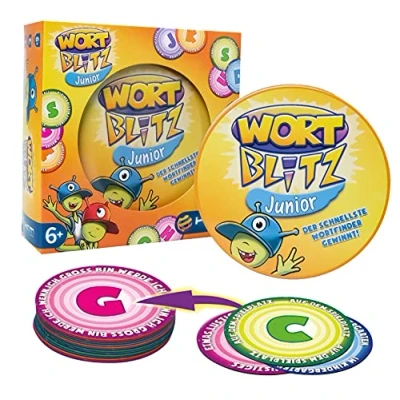 Image of HCM Kinzel 55161 Wortblitz Junior Card Word Guessing Game Stadt Land River ABC for 2 or More Players from 6 Years 55161, Multicoloured