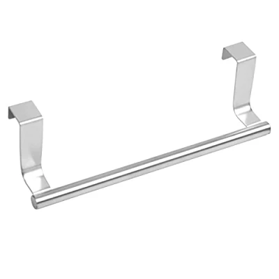Image of Over Door Towel Bar, Rail, The Cabinet Rail Tea Holder Rack No Drilling for Kitchen and Bathroom Cupboards(23cm) (silver)