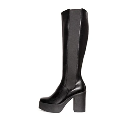 Image of LAMODA Women&#039;s Yes Knee High Boot, Black Pu, 8 UK