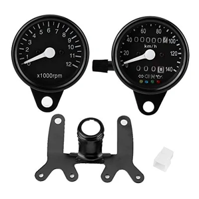 Image of Tachometer, Motorcycle Dual Speedometer, Mechanical Odometer Instrument Electronics Tachometer Guage Fit for Cg125 Gn125