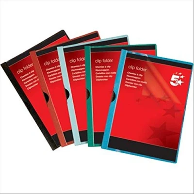 Image of 5 Star Office Clip Folder 6mm Spine for 60 Sheets A4 Black [Pack 25]