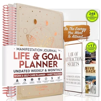 Image of Manifestation Planner Undated Deluxe Weekly &amp; Monthly Life to Achieve Your Goals, A 12 Month Journey Increase Productivity, Organizer Gratitude Journal Stickers B5 (10.1&quot;x7.2&quot;)