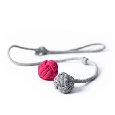 Image of LucyBalu® Throwing Toy for Cats, Cat Balls as Natural Interactive Toy, Ball Throwing, Play Made of Cotton, Toys, Set 2, Pink/Grey