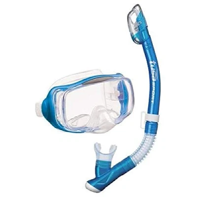 Image of Tusa Imprex Purge 3D Dry Mask &amp; Snorkel Set Colour Choice (Fishtail blue/clear)
