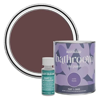 Image of Rust Oleum Purple Water Resistant Bathroom Tile Paint in Satin Finish Mulberry Street 750ml