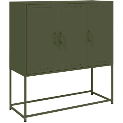 Image of vidaXL Highboard Olive Green 100.5x39x107 cm Steel