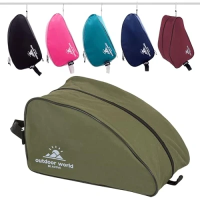Image of Outdoor World Premium Boot Bag Water Resistant Wide Zip Opening Unisex Shoe Storage for Hiking, Walking, Football, Rugby, Golf Gym Shoes Suitable Adults, Children, Men, Women (Olive)