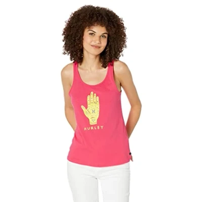 Image of Hurley Women&#039;s Handsy Washed Racer Back Tank T Shirt, Azalea, S
