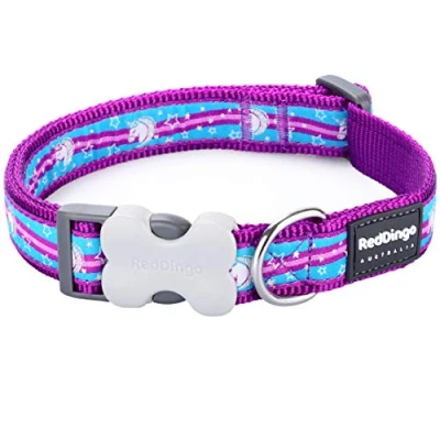 Image of Red Dingo Bucklebone Dog Collar Design, Unicorn Purple, X Small 12mm