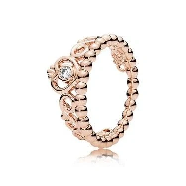 Image of Pandora Princess Tiara Crystal Rose Gold Ring 48