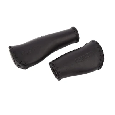 Image of ergotec ALS 09/1 Handlebar Grip Leather Craton 135/92mm Black,