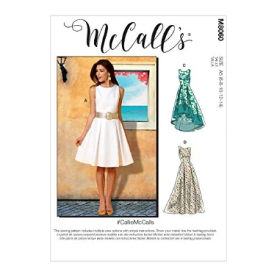 Image of McCalls Pattern M8060A5 Misses&#039; Pleated Skirt Dresses A5 (6 8 10 12 14), Various