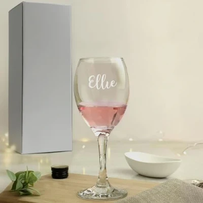 Image of Custom Personalised Name Only Engraved Wine Glass