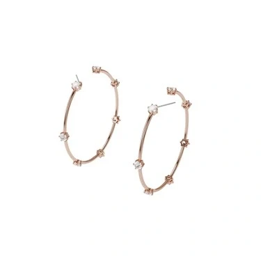 Image of Swarovski Constella hoop earrings, White, Rose gold tone plated