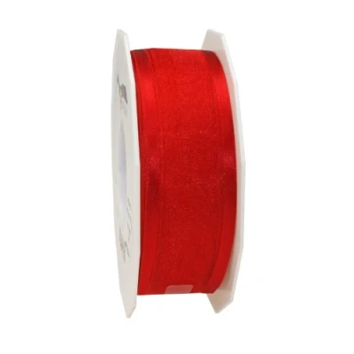 Image of C.E. Pattberg Präsent Marseille Wired Organza Ribbon Red 40 mm width, 25 m length