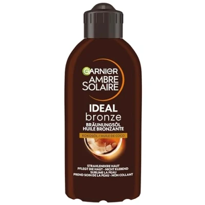 Image of Garnier Tanning Oil for Face and Body, Nourishing Sun Gently Tanned Skin, Ambre Solaire with Coconut Fragrance, 1 x 200 ml