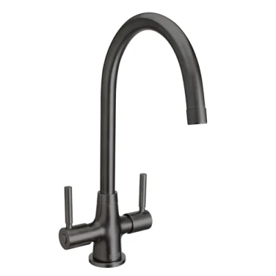 Image of Bristan MZ SNK EF GM Monza Easyfit Mono Sink Mixer Twin Lever, Gun Metal Grey