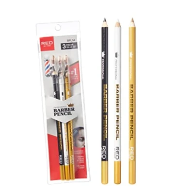 Image of Red by Kiss 3PCS Barber Pencil with Built in Sharpener Edge Hairline Razor Trace and Beard Guide Outliner Pencils (Value Set)