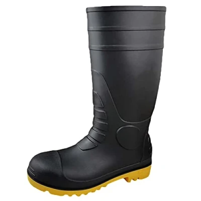 Image of ZHENSI Wellingtons Safety Boots Steel Toe Cap Work Wellies Anti Slip Waterproof Unisex for Industrial Gardening,Black,8.5 UK