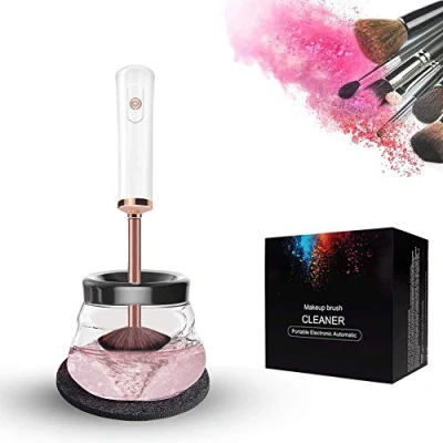 Image of Makeup Brush Cleaner and Dryer, Electric Machine Automatic Spinner with Clean Bottle, Quiet Cosmetic Fast Dryer Gift Kit for Girl, Women (White)