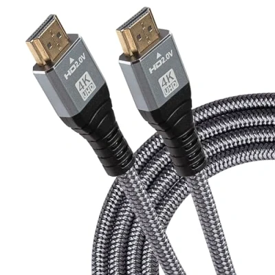 Image of Maplin HDMI To 4K Ultra Hd Braided Cable with Gold Connectors Black, 1m
