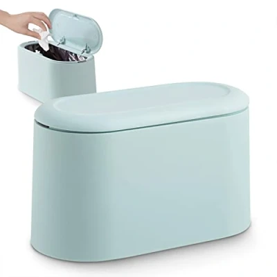 Image of JEEZAO Office Desktop Paper Bin,Desk Trash Can with Lid, Mini Kids Table Waste Bin for Bedroom Bathroom,Storage Box Pet Food