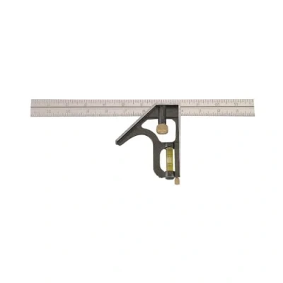 Image of Johnson Level &amp; Tool 400EM S Heavy Duty Professional Inch/Metric Metal Combination Square, 12&quot;, Silver, 1 Square