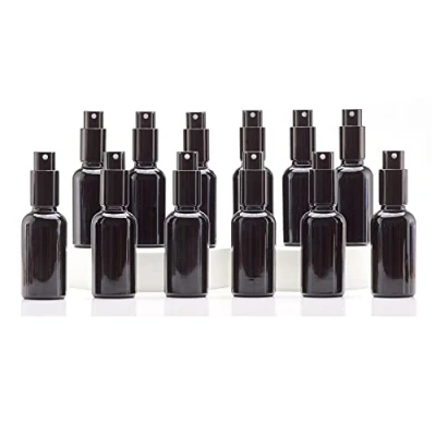 Image of YIZHAO 30ml Black Glass Spray Bottle for Essential Oils, Small Empty Fine Mist Bottle, Cleaning, Aromatherapy, Cosmetic Sprays, Hair 24 Pcs