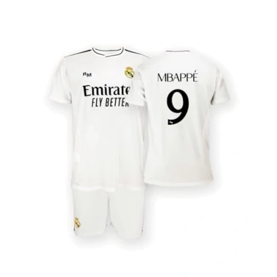 Image of Real Madrid Home Kit Jersey and Shorts, Season 24/25, Mbappé, 10 Years, Replica Shirt with Official License