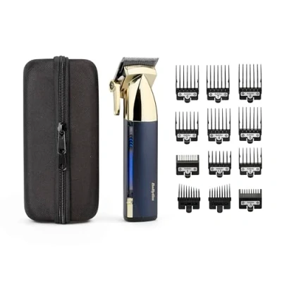 Image of BaByliss Super X Metal Hair Clipper, Lithium Cordless, Precision Engineered Japanese Steel Blades, Grooming Kit, Gifts for Men (Gold/Blue)