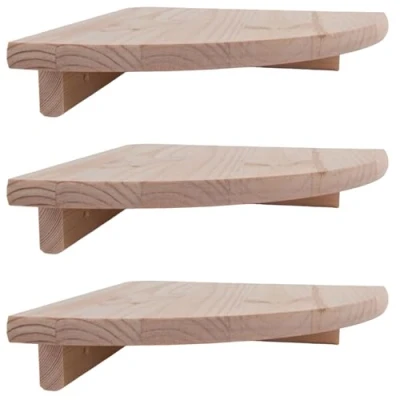 Image of WooDeeDoo Small Wooden Corner Shelves 22 cm / 8.6&quot; 3 Pack Unfinished Natural Pine Floating Wall Mounted Display Storage Shelf