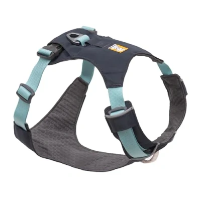 Image of RUFFWEAR Hi &amp; Light Harness, XXX Small Reflective Y Shaped Dog Lightweight Adjustable Padded No Pull Harness for Dogs, Quick Release 2 Lead Attachments, Size XXXS, Basalt Grey