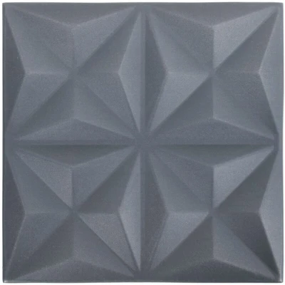 Image of vidaXL 3D Wall Panels 12 pcs 50x50 cm Origami Grey 3 m²