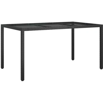 Image of vidaXL Garden Dining Table Black 150x90x75 cm Poly Rattan